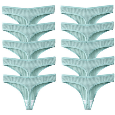 TrowBridge 10PCS/Set Ženske gaćice Pamučno prugasto donje rublje Seksi sportske tange Donje rublje Meke, udobne G-žice Vruće T-nazadi