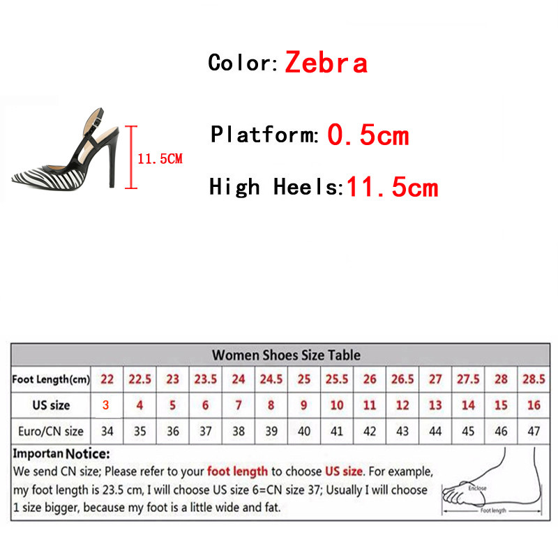 Liyke Sexy Slingback Tocuri Înalte Sandale Femei Moda Zebră Model Cu vârf ascuțit Cataramă Curea Pantofi stiletto Doamnă Rochie Pompe