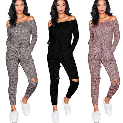 Dream Vine Plus Size XXL Elegáns Slash Nyakú Vállal Kötés Jumpsuit Rompers Combinaison Femme Kivágott overál nőknek