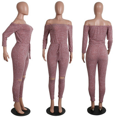 Dream Vine Plus Veličina XXL Elegantni pleteni kombinezon sa otvorenim ramenima i širokim izrezom Kombinezoni za žene Ženski izrezani kombinezoni