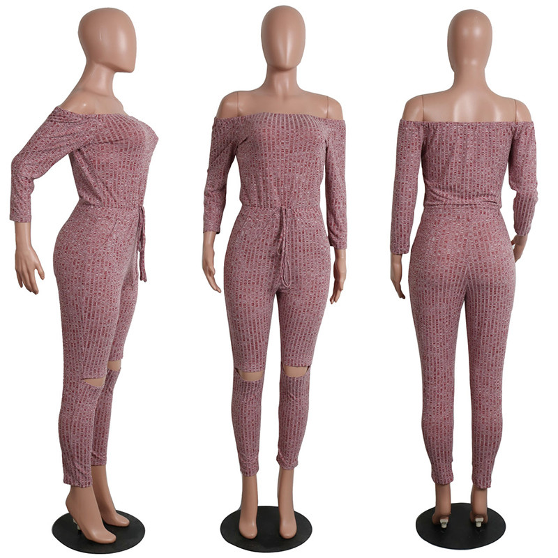 Dream Vine Plus Veličina XXL Elegantni pleteni kombinezon sa otvorenim ramenima i širokim izrezom Kombinezoni za žene Ženski izrezani kombinezoni
