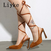 Liyke Seksi Ljetne visoke potpetice s remenčićem za gležnjeve, modne metalne sandale s visokim potpeticama s četvrtastim prstima, ženske cipele na cipele, veličine 35-42
