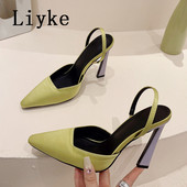 Dámske elegantné lodičky Liyke Strange Style Mixed Color High Heels Mules s ostrou špičkou a plytkými nazúvacími topánkami