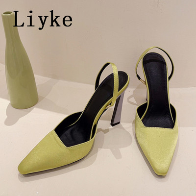 Dámske elegantné lodičky Liyke Strange Style Mixed Color High Heels Mules s ostrou špičkou a plytkými nazúvacími topánkami