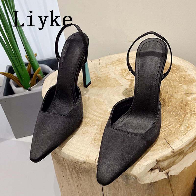 Dámske elegantné lodičky Liyke Strange Style Mixed Color High Heels Mules s ostrou špičkou a plytkými nazúvacími topánkami