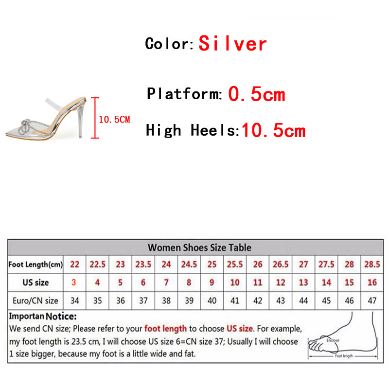 Liyke Dimensiune 35-42 Tocuri înalte cu strasuri, femei, sexy, cu fundă de cristal, cu vârf ascuțit, pantofi transparenti, sandale, rochie de damă, papuci, papuci