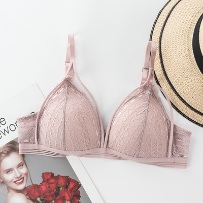 Čipkasti grudnjaci s cvjetnim uzorkom za žene Seksi donje rublje Beauty Back Duboki V grudnjak bez žice Tanko donje rublje Push up grudnjak Ženski grudnjak