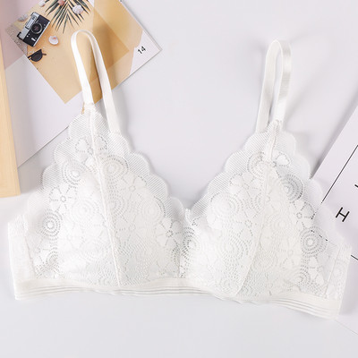 Čipkasti grudnjaci s cvjetnim uzorkom za žene Seksi donje rublje Beauty Back Duboki V grudnjak bez žice Tanko donje rublje Push up grudnjak Ženski grudnjak