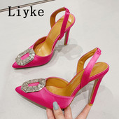 Liyke 2023, nove modne ženske cipele sa vještim kamenčićima, kristalne kopče, svilene špicaste cipele s visokim petama, cipele za maturalnu zabavu, dame