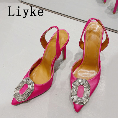 Liyke 2023, nove modne ženske cipele sa vještim kamenčićima, kristalne kopče, svilene špicaste cipele s visokim petama, cipele za maturalnu zabavu, dame