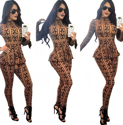 Ženski modni radni kombinezon plus XXL veličina, karirani jesenski uski kombinezon s printom i remenom, kombinezon s dolčevitom