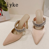 Liyke, sexy, cu vârf ascuțit, cu tocuri înalte, papuci, papuci, cu curele de cristal, pentru femei, pantofi, pantofi, sandale de vară