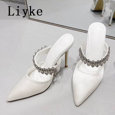 Liyke, sexy, cu vârf ascuțit, cu tocuri înalte, papuci, papuci, cu curele de cristal, pentru femei, pantofi, pantofi, sandale de vară