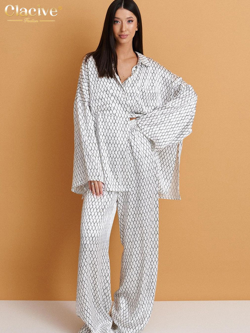 Dámske elegantné topy s dlhým rukávom a vysokým pásom, široké nohavice, dámske domáce oblečenie, voľná potlač