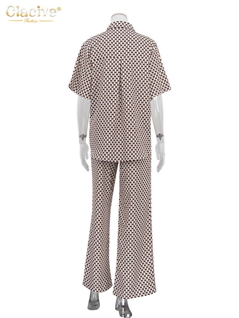 Dámska letná blúzka s krátkym rukávom, dvojdielna súprava, elegantná voľná potlač, nohavice, módny stredne pásový oblek so širokými nohavicami