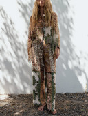 Boho Vintage patchwork ispis Novo u odgovarajućim setovima Pelerina bluza i hlače širokih nogavica Dvodijelni set Ženska odjeća Kompleti hlača 2023.