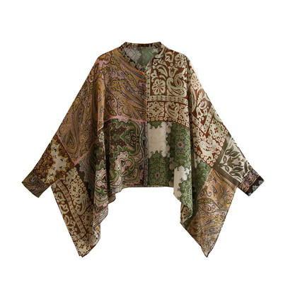 Boho Vintage patchwork ispis Novo u odgovarajućim setovima Pelerina bluza i hlače širokih nogavica Dvodijelni set Ženska odjeća Kompleti hlača 2023.