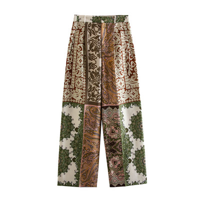 Boho Vintage patchwork ispis Novo u odgovarajućim setovima Pelerina bluza i hlače širokih nogavica Dvodijelni set Ženska odjeća Kompleti hlača 2023.