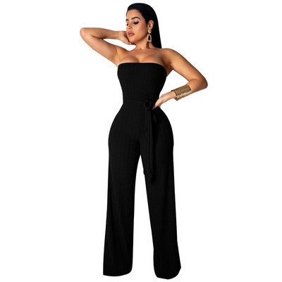 INMOTENG Kombinezon širokih nogavica s otvorenim ramenima Ženski modni seksi kombinezon s bandageom Vestidos Ljeto, ležerni bodi kombinezon XXL