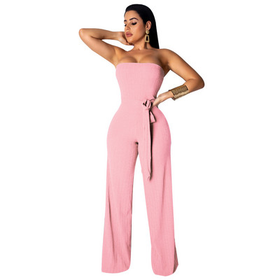 INMOTENG Kombinezon širokih nogavica s otvorenim ramenima Ženski modni seksi kombinezon s bandageom Vestidos Ljeto, ležerni bodi kombinezon XXL