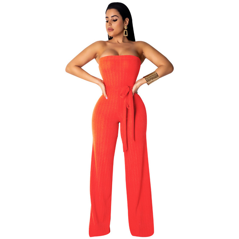 INMOTENG Kombinezon širokih nogavica s otvorenim ramenima Ženski modni seksi kombinezon s bandageom Vestidos Ljeto, ležerni bodi kombinezon XXL