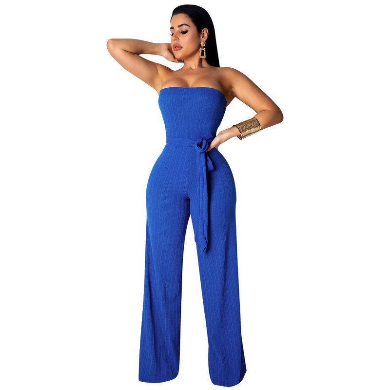 INMOTENG Kombinezon širokih nogavica s otvorenim ramenima Ženski modni seksi kombinezon s bandageom Vestidos Ljeto, ležerni bodi kombinezon XXL