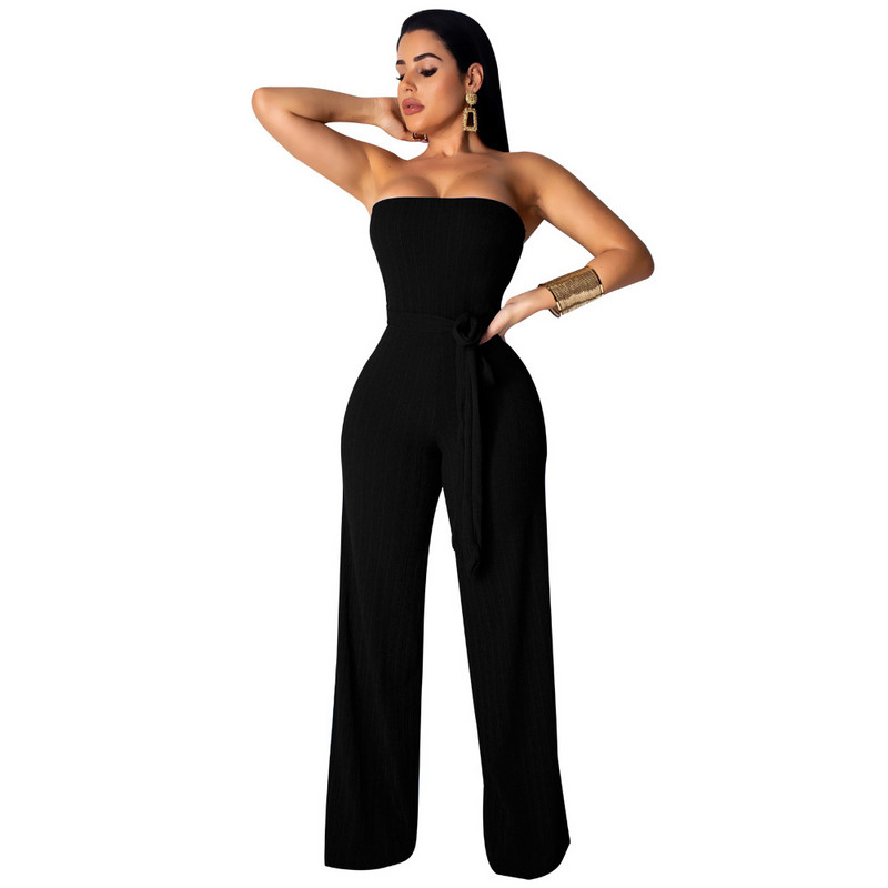 INMOTENG Kombinezon širokih nogavica s otvorenim ramenima Ženski modni seksi kombinezon s bandageom Vestidos Ljeto, ležerni bodi kombinezon XXL