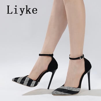 Liyke Big Size 42 Rhinestone Pumps Γυναικεία πέδιλα Σέξι κρυστάλλινα μυτερά δάχτυλα με ψηλοτάκουνα παπούτσια για πάρτι Zapatos Mujer