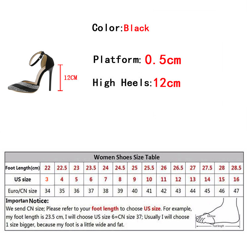 Liyke Ženske sandale na cipele velike veličine 42 sa vještim dijamantom Seksi cipele s visokom potpeticom s kristalnim vrhom Zapatos Mujer