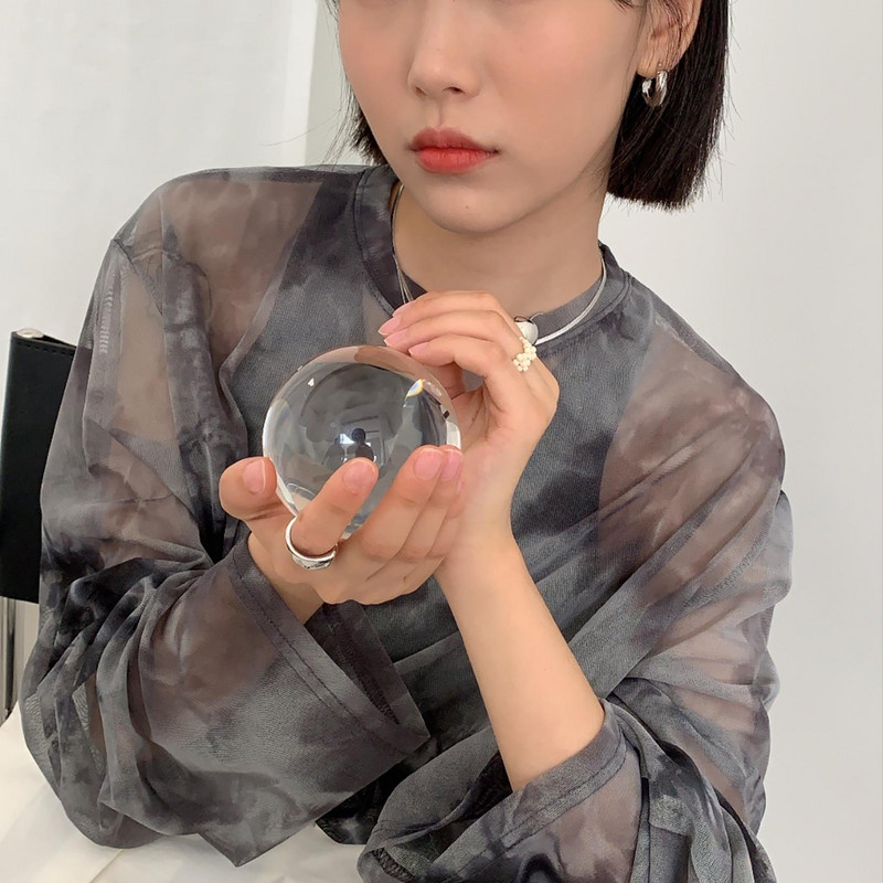 Majice dugih rukava Ženske proljeće Chic Tie Dye dizajn Mesh Harajuku Vintage Ženske majice Ulzzang Retro High Street odjeća za tinejdžere