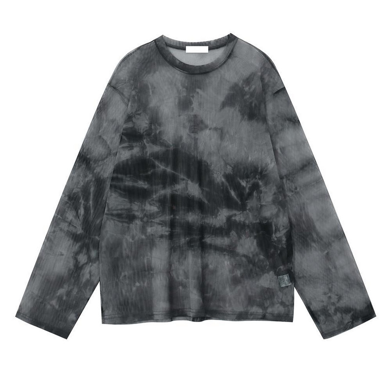 Majice dugih rukava Ženske proljeće Chic Tie Dye dizajn Mesh Harajuku Vintage Ženske majice Ulzzang Retro High Street odjeća za tinejdžere