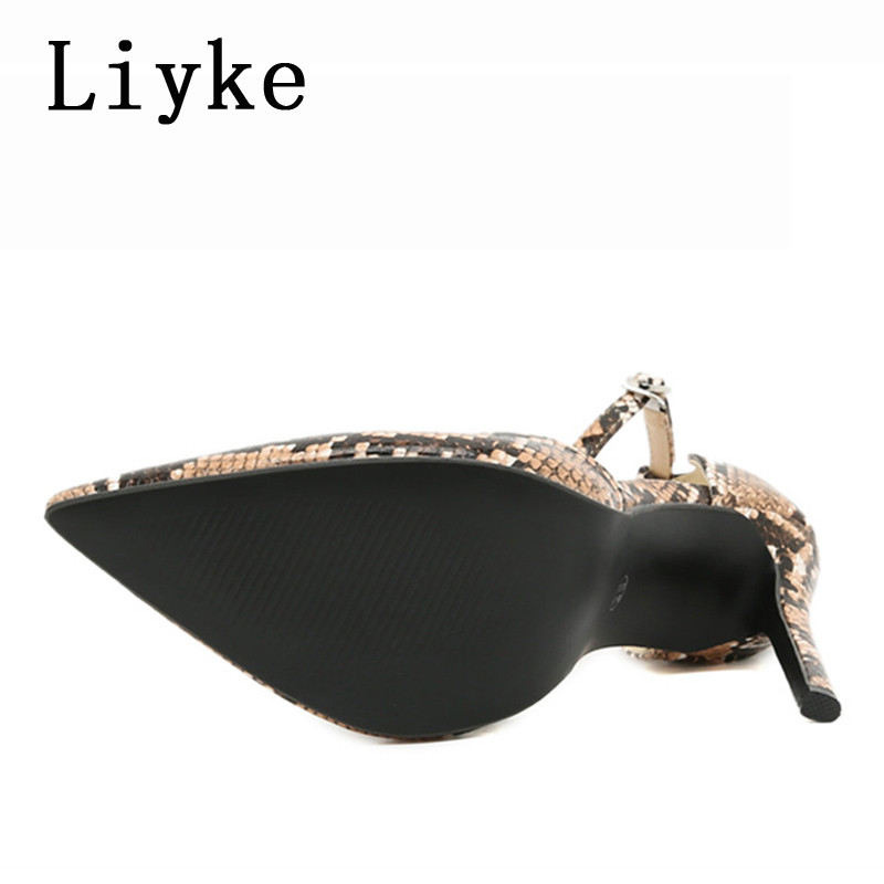 Liyke Dámske jesenné sandále na vysokých podpätkoch, sexy hadím vzorom, kožené špicaté špičky, jehlové topánky, párty, nočný klub, striptérske topánky