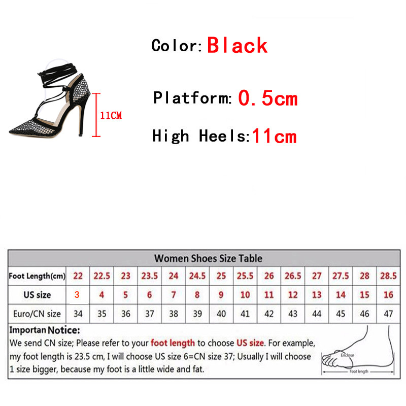 Liyke 2023 Nové čierne sieťované dámske lodičky, sexy, špicaté, so šnurovaním, vysoké podpätky, nočný klub, striptérske topánky, dámske