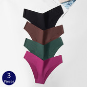 WarmSteps Set ženskih gaćica od 3 kom. Seksi svileno satensko bešavno donje rublje Udobne gaćice za kožu, plus veličine Modne gaćice