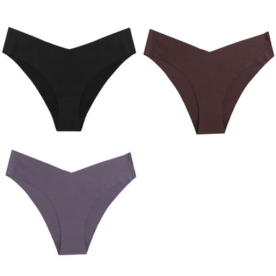 WarmSteps Set ženskih gaćica od 3 kom. Seksi svileno satensko bešavno donje rublje Udobne gaćice za kožu, plus veličine Modne gaćice