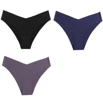 WarmSteps Set ženskih gaćica od 3 kom. Seksi svileno satensko bešavno donje rublje Udobne gaćice za kožu, plus veličine Modne gaćice