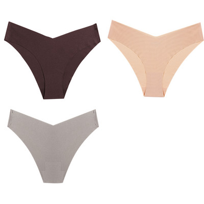 WarmSteps Set ženskih gaćica od 3 kom. Seksi svileno satensko bešavno donje rublje Udobne gaćice za kožu, plus veličine Modne gaćice