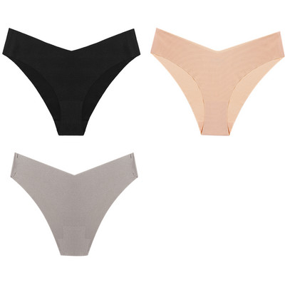 WarmSteps Set ženskih gaćica od 3 kom. Seksi svileno satensko bešavno donje rublje Udobne gaćice za kožu, plus veličine Modne gaćice