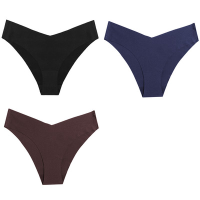 WarmSteps Set ženskih gaćica od 3 kom. Seksi svileno satensko bešavno donje rublje Udobne gaćice za kožu, plus veličine Modne gaćice