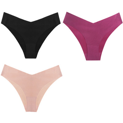 WarmSteps Set ženskih gaćica od 3 kom. Seksi svileno satensko bešavno donje rublje Udobne gaćice za kožu, plus veličine Modne gaćice