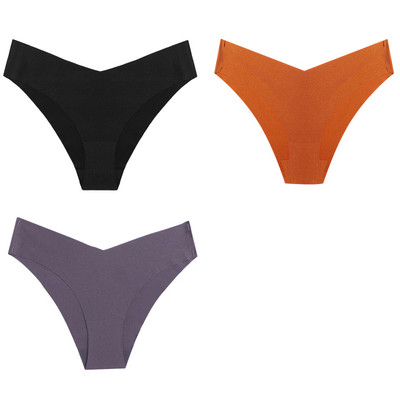 WarmSteps Set ženskih gaćica od 3 kom. Seksi svileno satensko bešavno donje rublje Udobne gaćice za kožu, plus veličine Modne gaćice