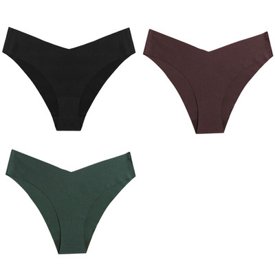 WarmSteps Set ženskih gaćica od 3 kom. Seksi svileno satensko bešavno donje rublje Udobne gaćice za kožu, plus veličine Modne gaćice