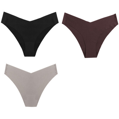 WarmSteps Set ženskih gaćica od 3 kom. Seksi svileno satensko bešavno donje rublje Udobne gaćice za kožu, plus veličine Modne gaćice