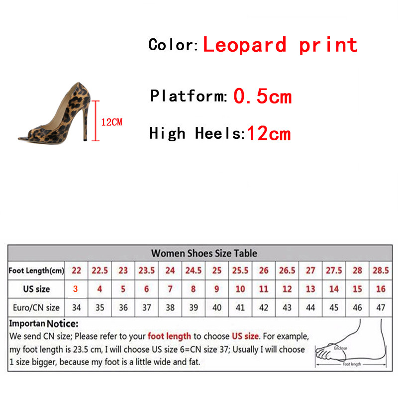 Liyke New Sexy imprimeu leopard din piele cu vârf deschis 12 cm tocuri înalte femei pompe rochie de petrecere de vară pantofi stiletto cu pantofi mărimea 42