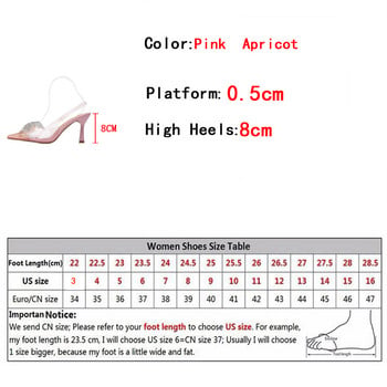 Liyke PVC прозрачни дамски помпи Модни кристални кристални панделки с остри пръсти Сватбени парти обувки Елегантни сандали на висок ток
