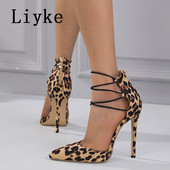 Liyke Modni brend Zip Cipele s leopard uzorkom Ženske cipele Seksi špicasti vrhovi 12 cm Mule cipele s visokim potpeticama Sandale na štikle Mujer