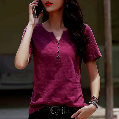 Ženska bluza Odjeća Majica kratkih rukava s v-izrezom Proljeće Ljeto Opuštena velika bijela kratkih rukava Jednobojne, elegantne ležerne majice