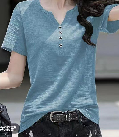 Ženska bluza Odjeća Majica kratkih rukava s v-izrezom Proljeće Ljeto Opuštena velika bijela kratkih rukava Jednobojne, elegantne ležerne majice