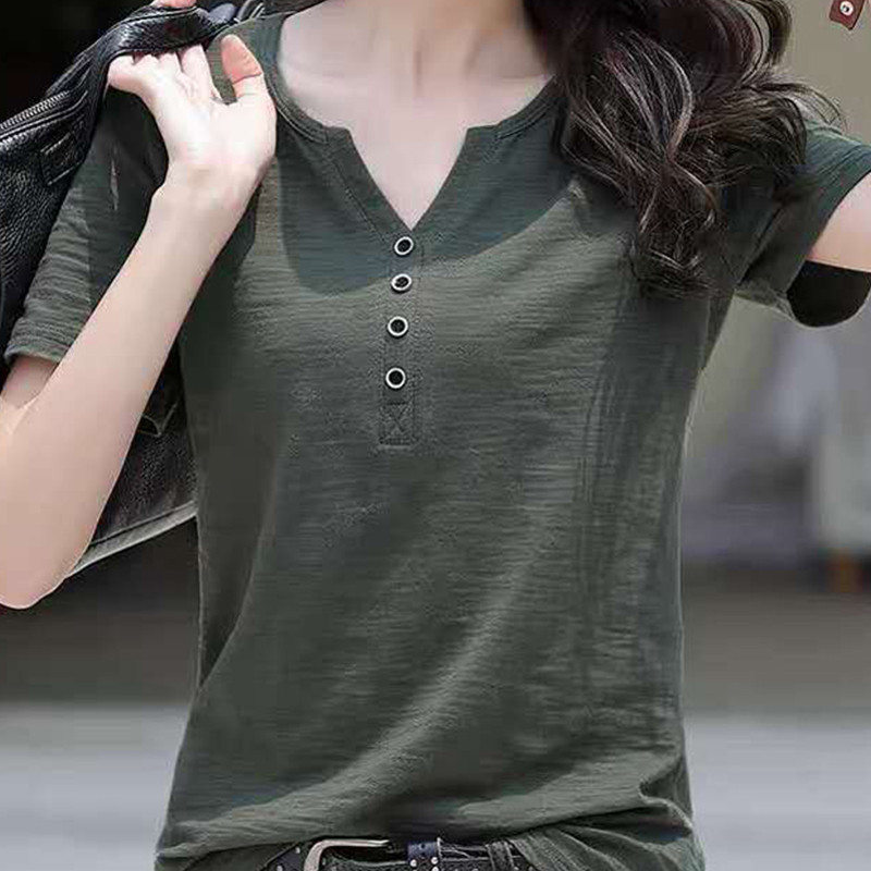 Ženska bluza Odjeća Majica kratkih rukava s v-izrezom Proljeće Ljeto Opuštena velika bijela kratkih rukava Jednobojne, elegantne ležerne majice