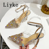 Liyke Nové módne krištáľové kamienkové dámske lodičky Sexy členkové vysoké podpätky s remienkom na členku Svadobné banketové topánky Stiletto sandále Zlaté a strieborné